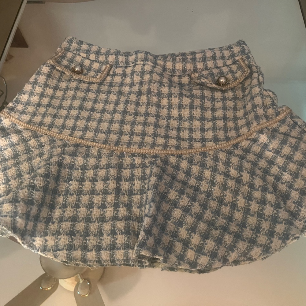 Blue and White Tweed Skirt